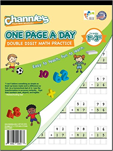 Book Cover Channie's One Page A Day Double Digit Math Problem Workbook for 1st Graders, 2nd Graders, and 3rd Grade Simply Tear Off On Page a Day For Math Repetition Exercise! Addition and Subtraction Workbook