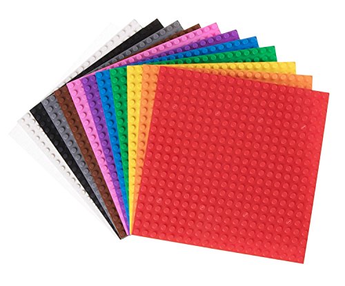 Book Cover Classic Baseplates | 100% Compatible with All Major Building Brick Brands | Stackable Bases | 12 Tight Fit Base Plates in Rainbow Colors 6