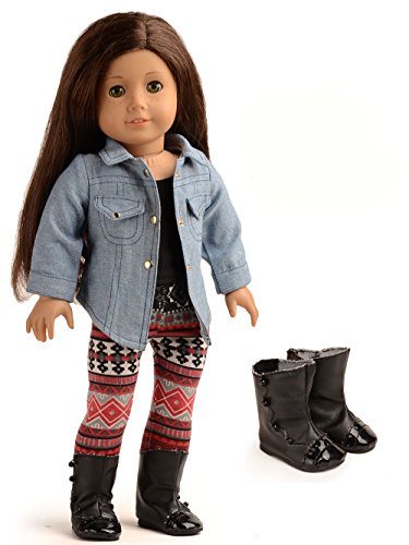 Book Cover sweet dolly 4PC Doll Clothes Denim Jacket Tank Top Leggings Outfits for 18 inch American Girl Doll ...
