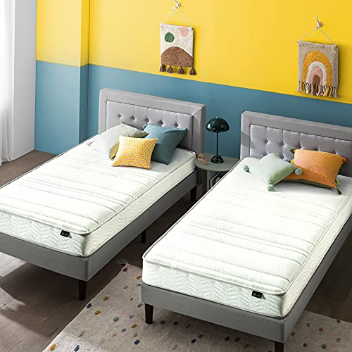 Book Cover Zinus 6 Inch Foam and Spring Twin Mattress 2 Piece Set for Bunk Beds / Mattress-in-a-Box