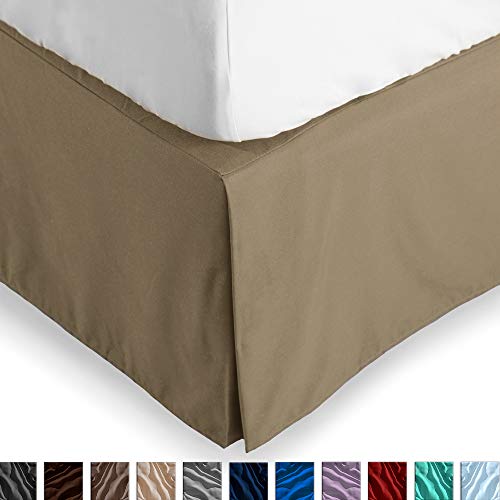 Book Cover Bare Home Bed Skirt Double Brushed Premium Microfiber, 15-Inch Tailored Drop Pleated Dust Ruffle, 1800 Ultra-Soft Collection, Shrink and Fade Resistant (Queen, Taupe)