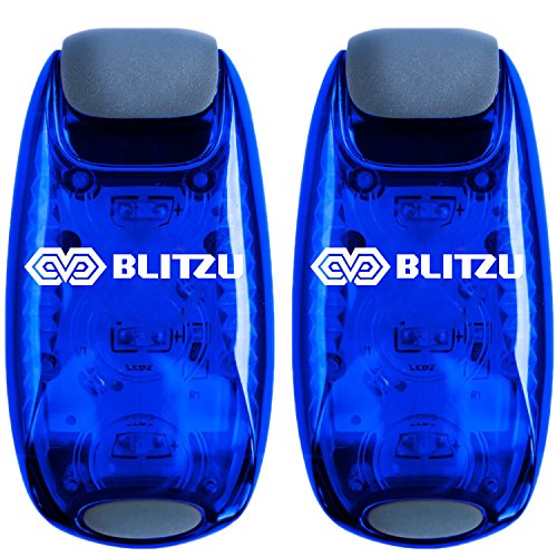 BLITZU Cyborg LED Safety Light 2 Pack + Free Bonuses - Clip On Running Lights for Runner, Kids, Joggers, Bike, Dogs, Walking. The Best Accessories for Your Reflective Gear, Night time, Bicycle RED