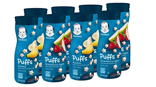 Book Cover Gerber Puffs Cereal Snack, Banana & Strawberry Apple, 1.48 Ounce (Pack of 8)