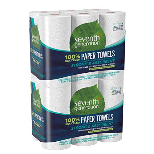 Book Cover Seventh Generation Paper Towels, 100% Recycled Paper, 2-Ply, 6 Roll, 6 Count (Pack of 2)