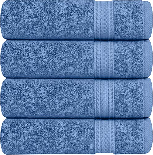 Book Cover Utopia Towels Premium Blue Hand Towels - 100% Combed Ring Spun Cotton, Ultra Soft and Highly Absorbent, 700 GSM Exrta Large Thick Hand Towels 16 x 28 inches, Hotel & Spa Quality Hand Towels (4-Pack)