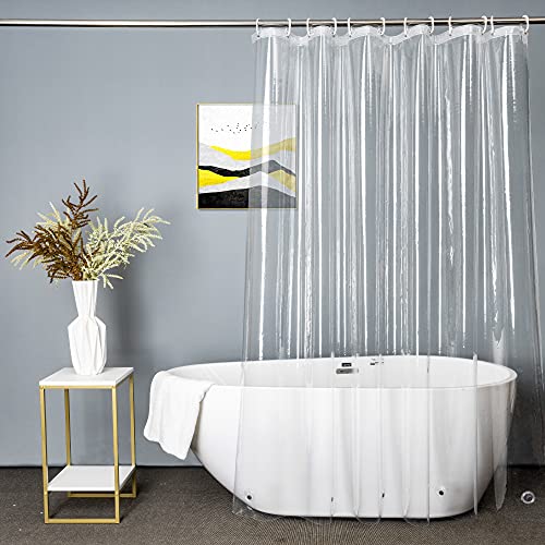 UFRIDAY Clear Shower Curtain , Extra Long Shower Curtain Liner 72x78 Inch ,Bathroom Curtain Waterproof with 5 Magnets Bottom, for Home and Hotel,PEVA