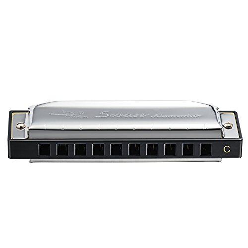 Swan 10 Hole 20 Tones Harmonica Key of C Blues,Mini Harmonica for Beginners