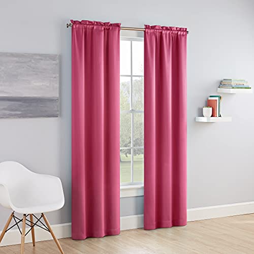 Book Cover ECLIPSE Tricia Modern Room Darkening Thermal Rod Pocket Window Curtains for Bedroom (2 Panels), 52 in x 84 in, Pink