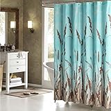 DS BATH Montana Green Shower Curtain,Aqua Fabric Shower Curtain,Plants Shower Curtains for Bathroom,Floral Bathroom Curtains,Printed Waterproof Shower Curtain,72" W x 72" H