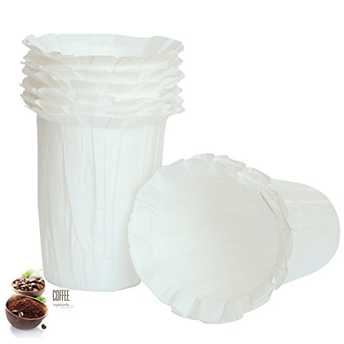 Book Cover BRBHOM Disposable Filters Paper K Carafe Filter Cups K Carafe Pods Compatible Paper-(100 Filters) (White) (White/Large)