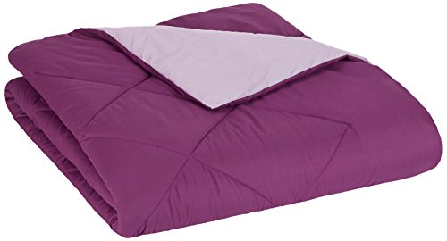 Book Cover AmazonBasics Reversible Microfiber Bed Comforter, Twin / Twin XL, Plum