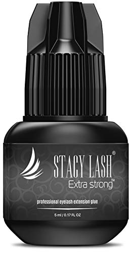 Book Cover EXTRA STRONG Eyelash Extension Glue - Stacy Lash 5 ml / 1 Sec Drying time/Retention - 7 weeks/Maximum Bonding Power/Professional Use Only Black Adhesive/for Semi-Permanent Extensions Supplies
