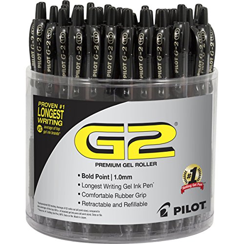 Book Cover Pilot G2 Premium Gel Roller Pen Retractable and Refillable 48 Piece Office Tub Black Bold Point (5673A)