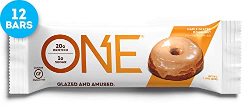 ONE Protein Bars, Maple Glazed Doughnut, Gluten Free Protein Bars with 20g Protein and only 1g Sugar, Guilt-Free Snacking for High Protein Diets, 2.12 oz (12 Pack)