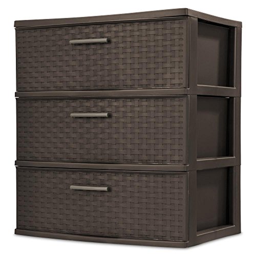 Book Cover 3-Drawer Wide Weave Tower, Espresso