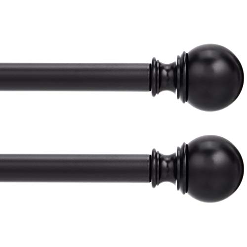 Book Cover AmazonBasics 1-Inch Curtain Rod with Round Finials - 1-Pack, 36 to 72 Inch, Black