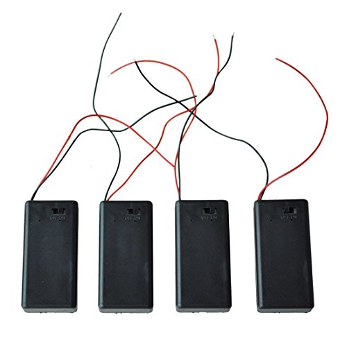4 Pcs 9V Battery Case Holder with Cover Storage Case Holder with ON/OFF Switch for 6F22