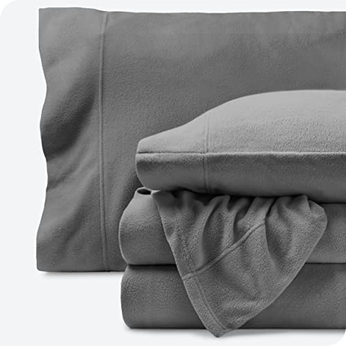Book Cover Bare Home Super Soft Fleece Sheet Set - Twin Extra Long Size - Extra Plush Polar Fleece, No-Pilling Bed Sheets - All Season Cozy Warmth (Twin XL, Grey)