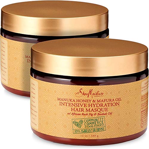 Book Cover Shea Moisture Manuka Honey & Mafura Oil Intensive Hydration Hair Masque, with African Rock Fig & Baobab Oil, 12 Ounce - 2 pack