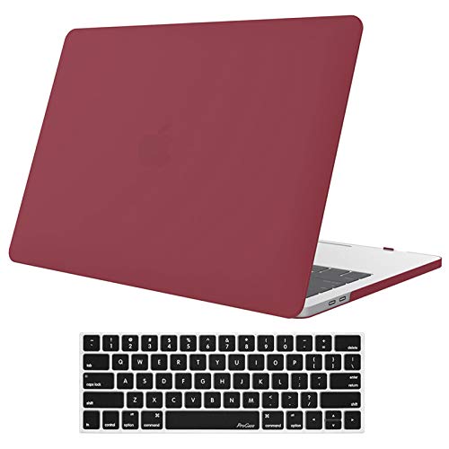 Book Cover ProCase MacBook Pro 13 Case 2019 2018 2017 2016 Release A2159 A1989 A1706 A1708, Hard Case Shell Cover and Keyboard Skin Cover for MacBook Pro 13 Inch with/Without Touch Bar â€“Red