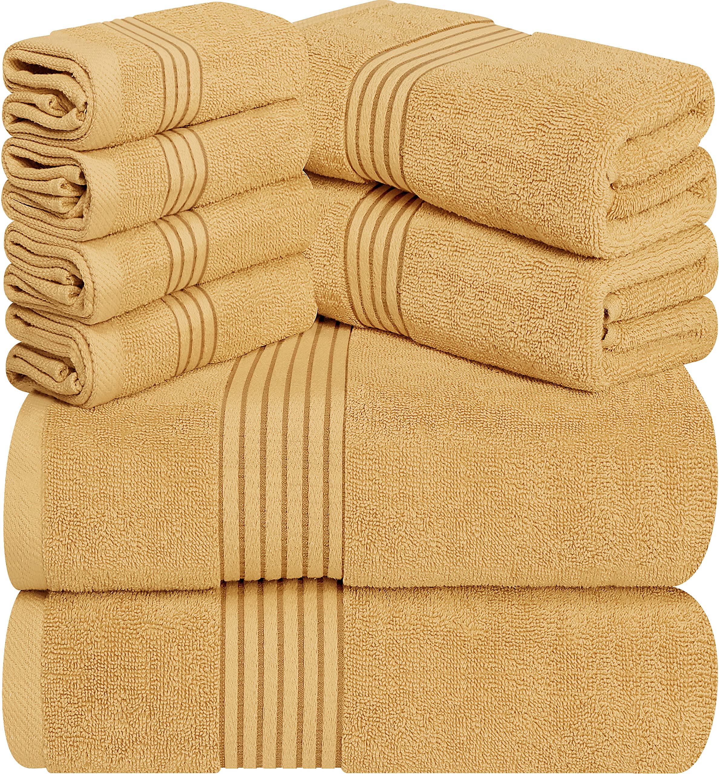 Book Cover Utopia Towels - 600 GSM 8-Piece Premium Towel Set, 2 Bath Towels, 2 Hand Towels and 4 Washcloths -100% Ring Spun Cotton - Machine Washable, Super Soft and Highly Absorbent (Beige)