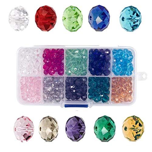 Bingcute Wholesale Briolette Crystal Glass Beads Finding Spacer Beads Faceted #5040 Briollete Rondelle Shape Assorted Colors with Container Box