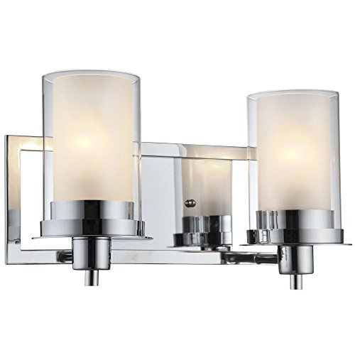 Book Cover Designers Impressions Juno Polished Chrome 2 Light Wall Sconce/Bathroom Fixture with Clear and Frosted Glass: 73468