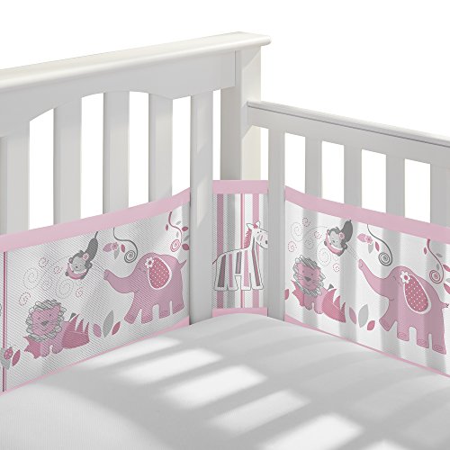 BreathableBaby Classic Breathable Mesh Crib Liner - Safari Fun Girl