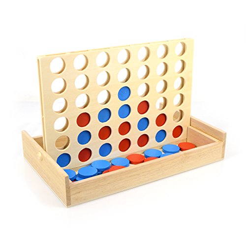 AMGlobal Connect Four, Connect 4 Game, Four in a Row. 4 in a Row Wooden Game, Classic Family Toy, Board Game For Kids and Family For Fun