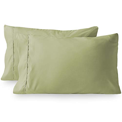 Bare Home Premium 1800 Ultra-Soft Microfiber Pillowcase Set - Double Brushed - Wrinkle Resistant (King Pillowcase Set of 2, Sage)