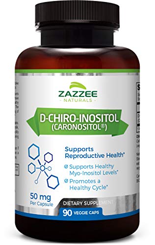 Zazzee D-Chiro-Inositol, 90 Veggie Capsules, 50 mg per Capsule, 3-Month Supply, Ideal Dosage for 40:1 Ratio with Myo-Inositol, Vegan, Non-GMO and All-Natural