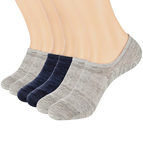 FAYBOX 5 Pack Heel Non Slip No Show Boat Socks Low Cut For Men