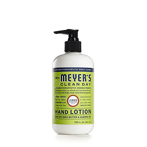 Book Cover Mrs. Meyer's Clean Day Hand Lotion for Dry Hands, Non-Greasy Moisturizer Made with Essential Oils, Cruelty Free Formula, Lemon Verbena Scent, 12 oz