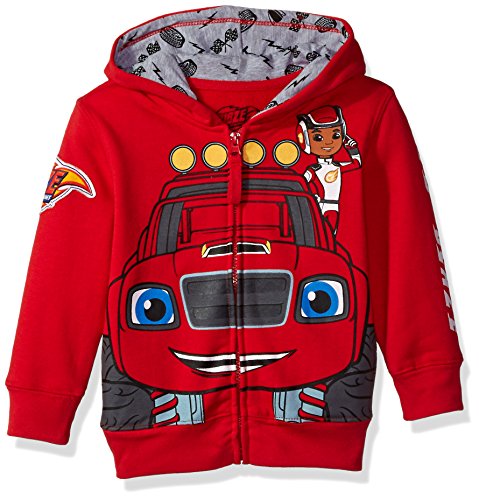 Book Cover Nickelodeon Boys' Toddler Monster Machines Lets Blaze Hoodie, Red, 2T