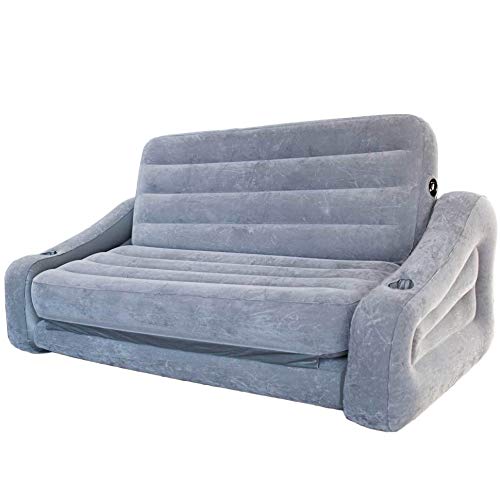 Book Cover Intex 68566VM Inflatable 2 in 1 Pull Out Sofa Couch and Air Mattress Futon, Gray