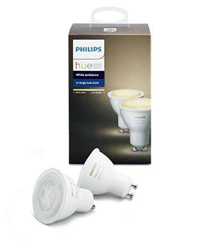 Book Cover Philips Hue White Ambiance GU10 2-Pack Dimmable LED Smart Spot Light (Hue Hub Required, Works with Alexa, Homekit & Google Assistant), Old Version