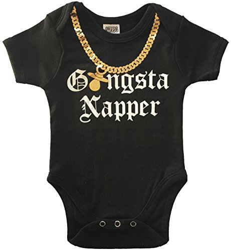 CHUBS Gangsta Napper, Funny Baby Bodysuit, Cool Baby Boy Clothes (0-3M) Black