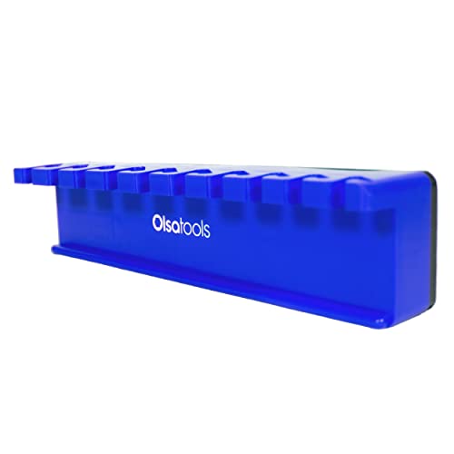 Olsa Tools Magnetic Wrench Holder Organizer (Blue) | Fits SAE 3/8" Thru 15/16" & Metric 10mm Thru 19mm | Professional Grade