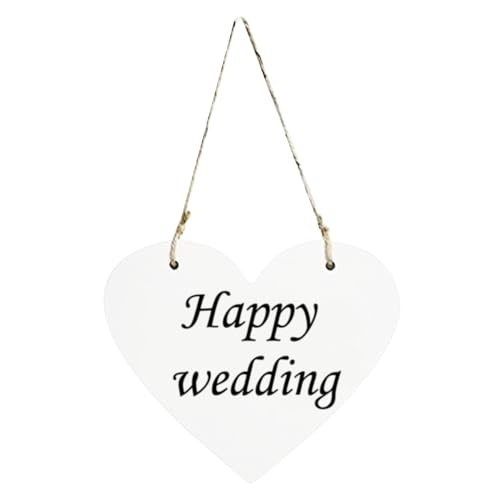 ASIBT Rustic Shabby Chic Wooden Heart Shaped Sign Wedding Decoration Sign, Wedding Flower Girl Sign, Ring Bearer Sign , Crisp Paint, 2-sided