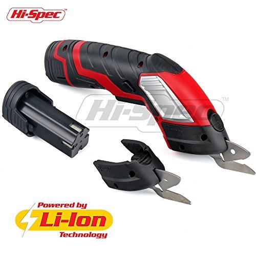 Hi-Spec 3.6V Electric Scissors with Release Safety Switch & Extra Battery and 2 x Cutting Blades. Up to 70 Minutes Continuous Cutting