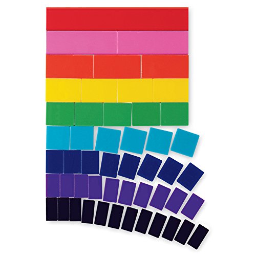 hand2mind Rainbow Fraction Tiles, Blank, Plastic (Set of 51)