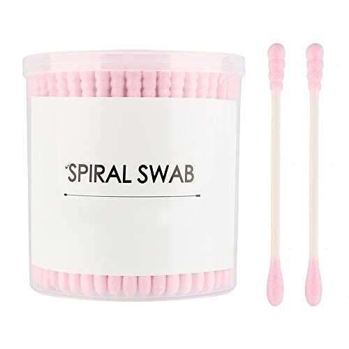 Beauty7 Double Ended Paper Stick Premium Cotton Swabs Buds Round & Spiral Shape Tip For Clean Care Beauty Makeup Cosmetic Tool (200 Count)