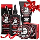 Bossman Essentials Beard Kit - Made in USA - Jelly Beard Oil - Conditioner - Beard Balm - Natural Ingredients (Hammer Scent)