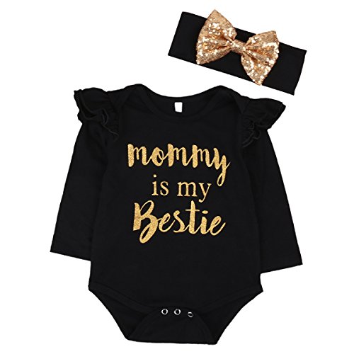 Book Cover Newborn Baby Girls Clothes Floral â€œMommy is My bestieâ€ Bodysuit Romper +headband