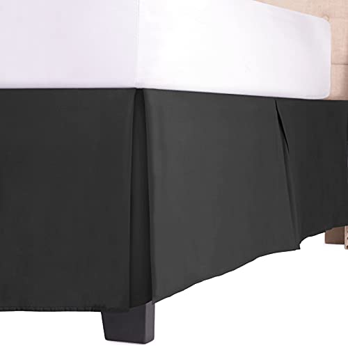 Book Cover Luxury Bed Skirt with 15 Inch Drop - Adjustable Pleated Microfiber Bed skirts with Dust Ruffle Wrap -California King - Black
