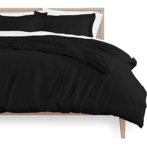 Book Cover Bare Home Duvet Cover and Sham Set - Queen Size - Premium 1800 Ultra-Soft Brushed Microfiber - Hypoallergenic, Easy Care, Wrinkle Resistant (Queen, Black)