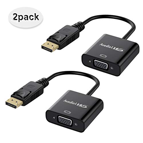avedio links DisplayPort to VGA, 2 Pack, Gold-Plated Display Port (DP) to VGA Adapter Cable Converter(Male to Female) Compatible with Computer, Desktop, Laptop, PC,Monitor, Projector