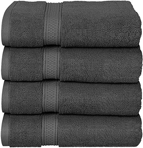 Book Cover Utopia Towels Luxurious Bath Towels, 4 Pack, Grey