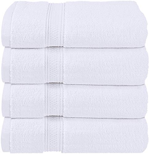 Book Cover Utopia Towels - Bath Towels Set, White - Premium 600 GSM 100% Ring Spun Cotton - Quick Dry, Highly Absorbent, Soft Feel Towels, Perfect for Daily Use (4-Pack)