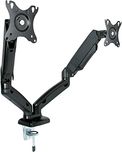 Book Cover VIVO Dual Arm Monitor Desk Mount Height Adjustable, Tilt, Swivel, Counterbalance Pneumatic Stand | VESA Bracket Arm Fits Most Screens up to 27 inches (STAND-V002O)